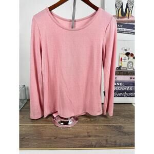 ZYIA Active Light Pink Long Sleeve Split Back Workout Top - Sz Medium